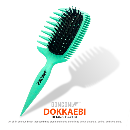 HAIR BRUSH - GCDO04 - GOMCOMb DOKKAEBI DETANGLE AND CURL BRUSH - TEAL - PACK OF 6