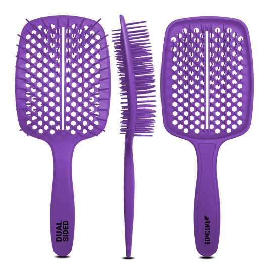 HAIR BRUSH - GBB001PP - GOMCOMb DUAL SIDED BRUSH - PURPLE - PACK OF 6