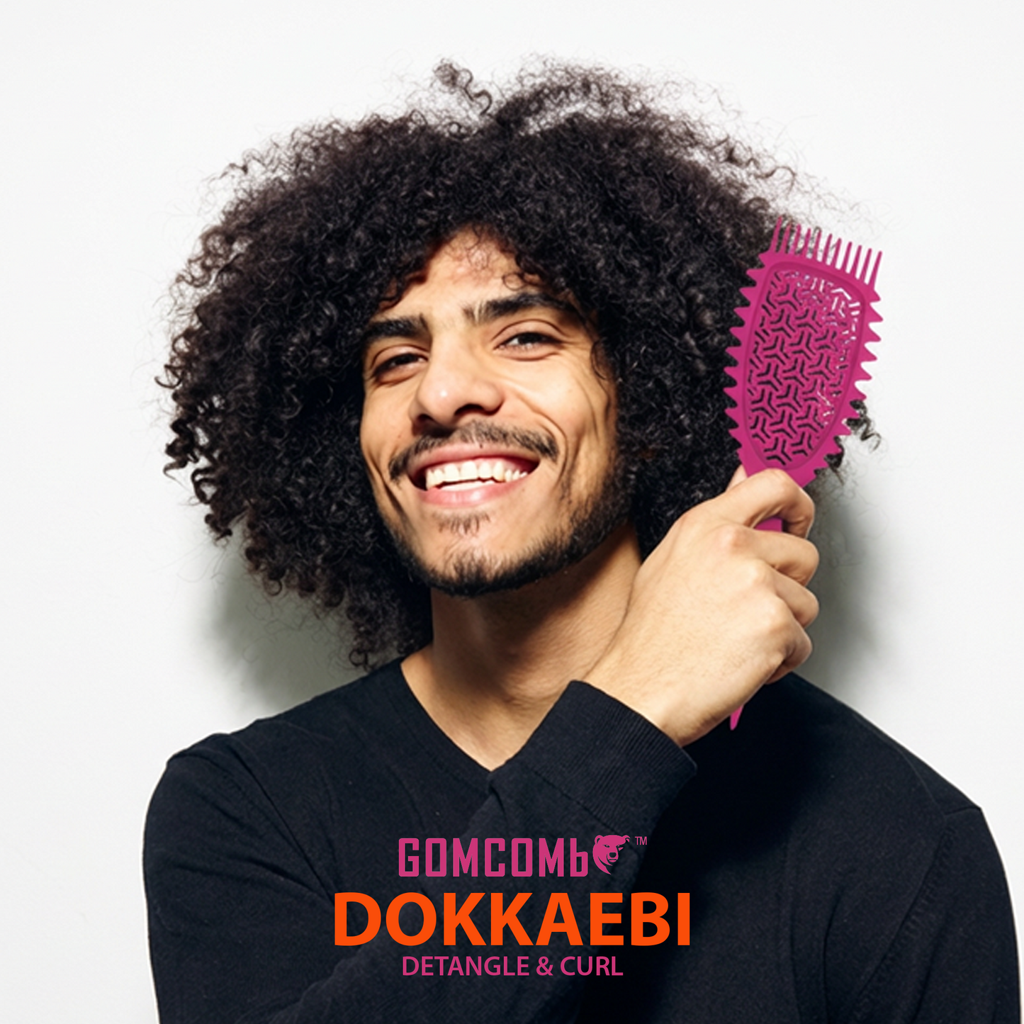 HAIR BRUSH - GBDO05PK - GOMCOMb DOKKAEBI DETANGLE AND CURL BRUSH - PINK - PACK OF 6