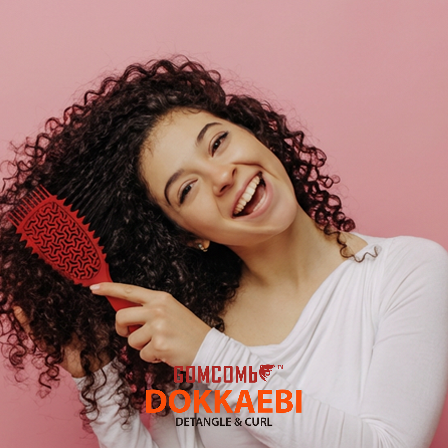 HAIR BRUSH - GBDO05RD - GOMCOMb DOKKAEBI DETANGLE AND CURL BRUSH - RED - PACK OF 6