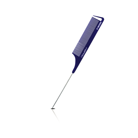 HAIR COMB - GC08NAVY - GOMCOMb NAVY CARBON FINE TOOTH PIN TAIL COMB - 238 MM - PACK OF 12