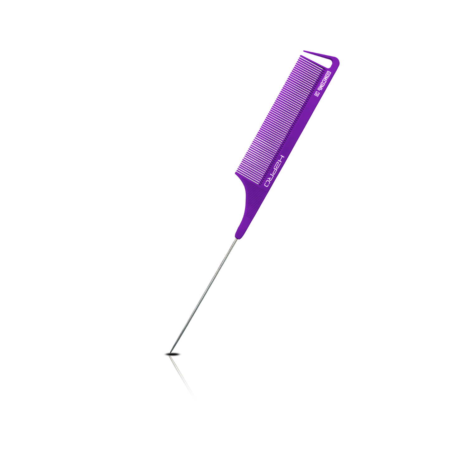 HAIR COMB - GC08PURPLE - GOMCOMb PURPLE CARBON FINE TOOTH PIN TAIL COMB - 238 MM - PACK OF 12