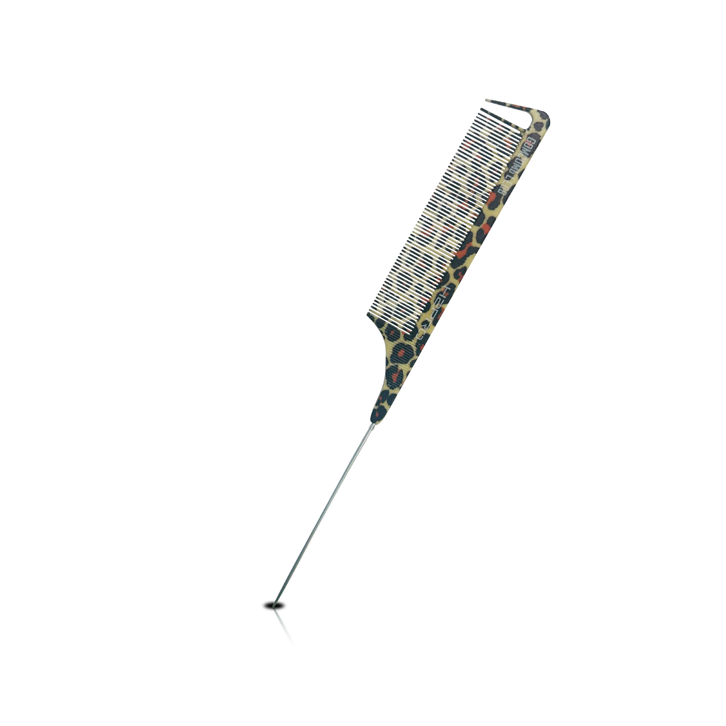 HAIR COMB - GC08LE - GOMCOMb POLYCARBONATE LEOPARD DESIGN FINE TOOTH PIN TAIL COMB - 240 MM - PACK OF 12