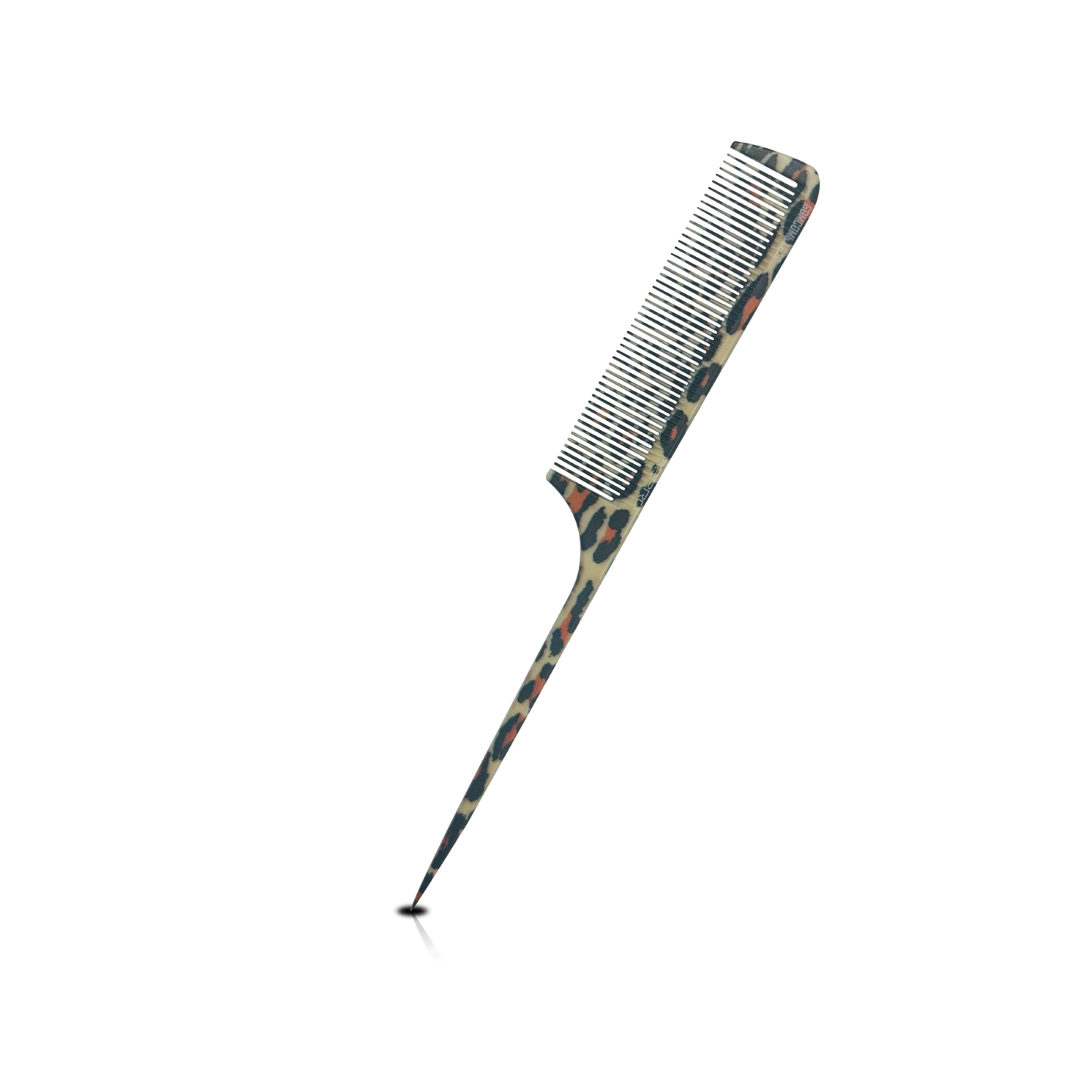 HAIR COMB - GC10LE - GOMCOMb POLYCARBONATE LEOPARD DESIGN FINE TOOTH RAT TAIL COMB - 240 MM - PACK OF 12