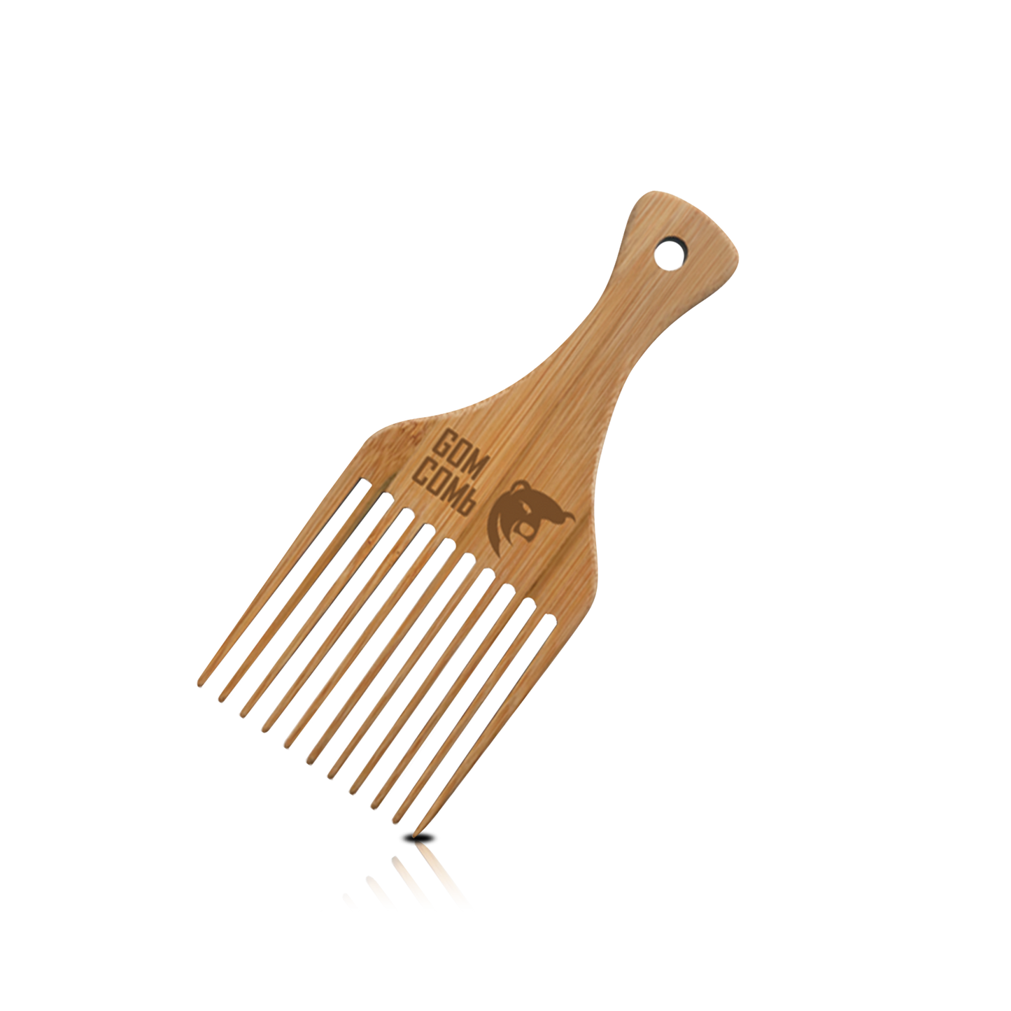 HAIR COMB - GWPICK03 - GOMCOMb NATURAL BAMBOO WOOD PICK COMB - PACK OF 12