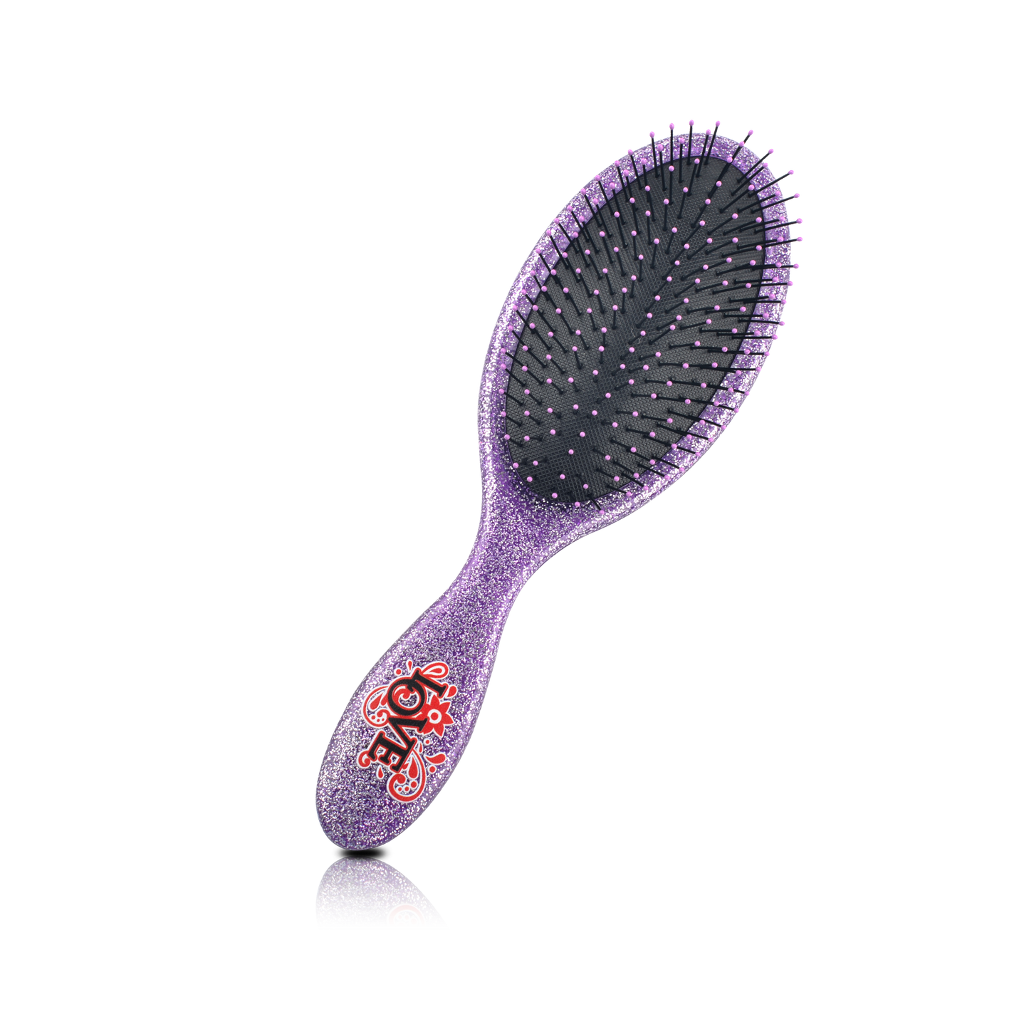 HAIR BRUSH - LPD01GL - LOVE WET N DRY PRO DETANGLER DETANGLE BRUSH - OVAL GLITTER PURPLE - PACK OF 6