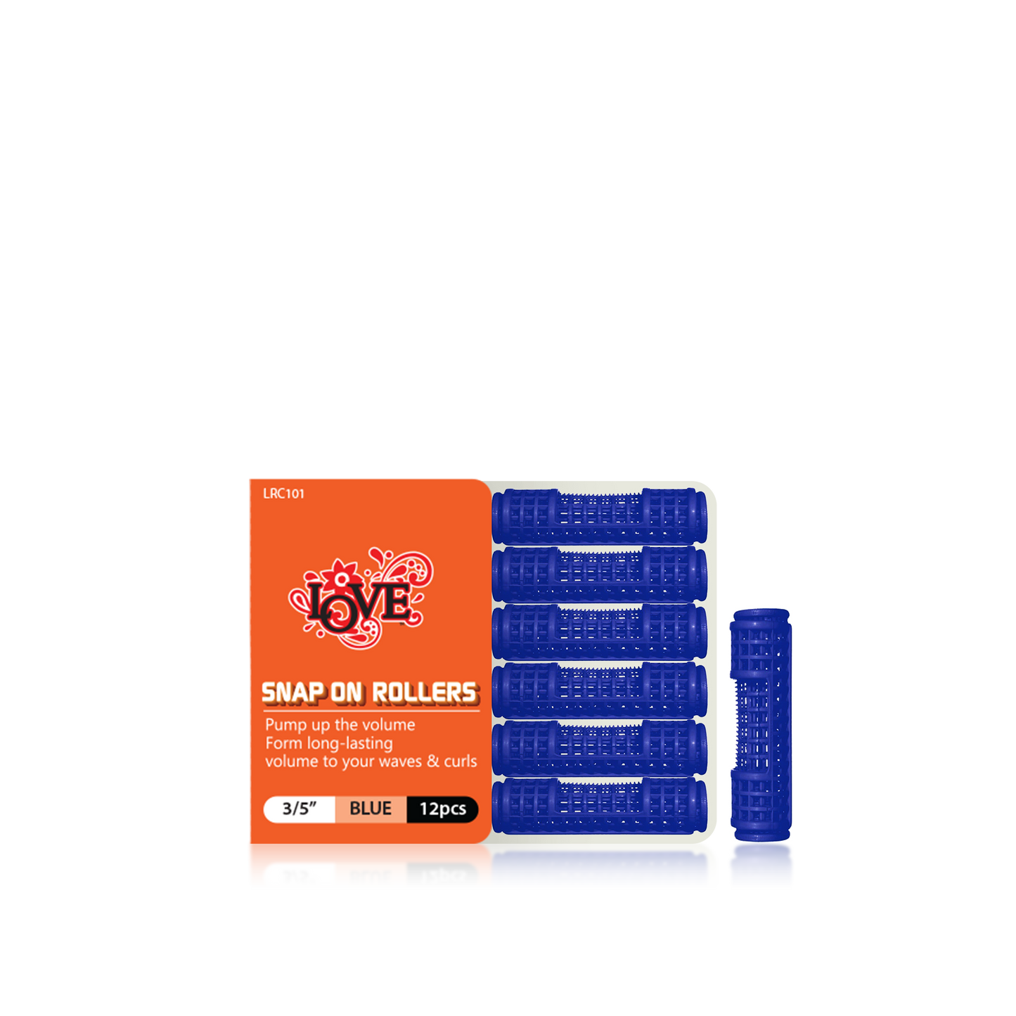 HAIR ROLLER - LRC101 - LOVE SNAP ON ROLLERS - 3/5" - BLUE - 12 PCS - PACK OF 12