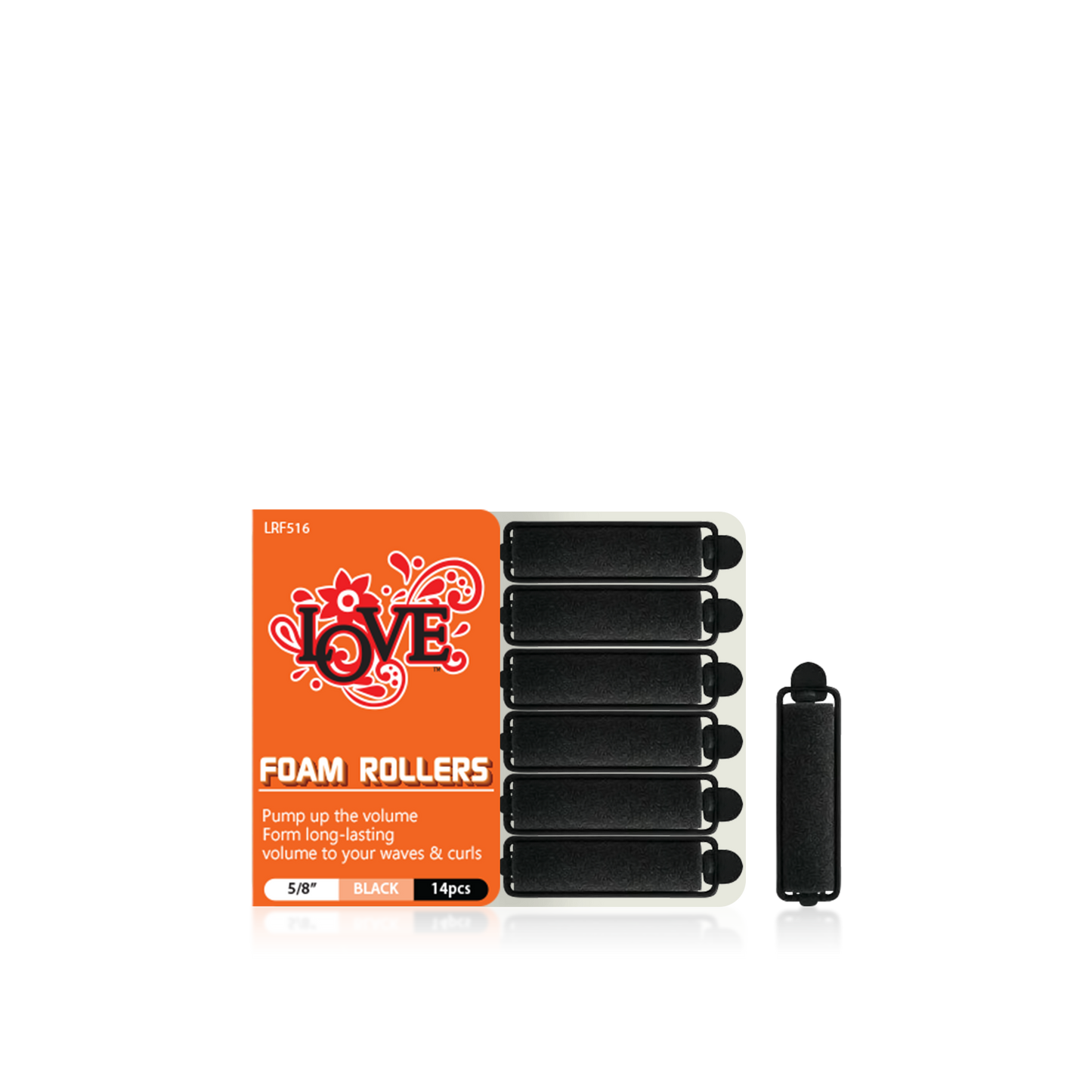 HAIR ROLLER - LRF516 - LOVE FORM ROLLERS - 5/8" - BLACK - 14 PCS - PACK OF 12