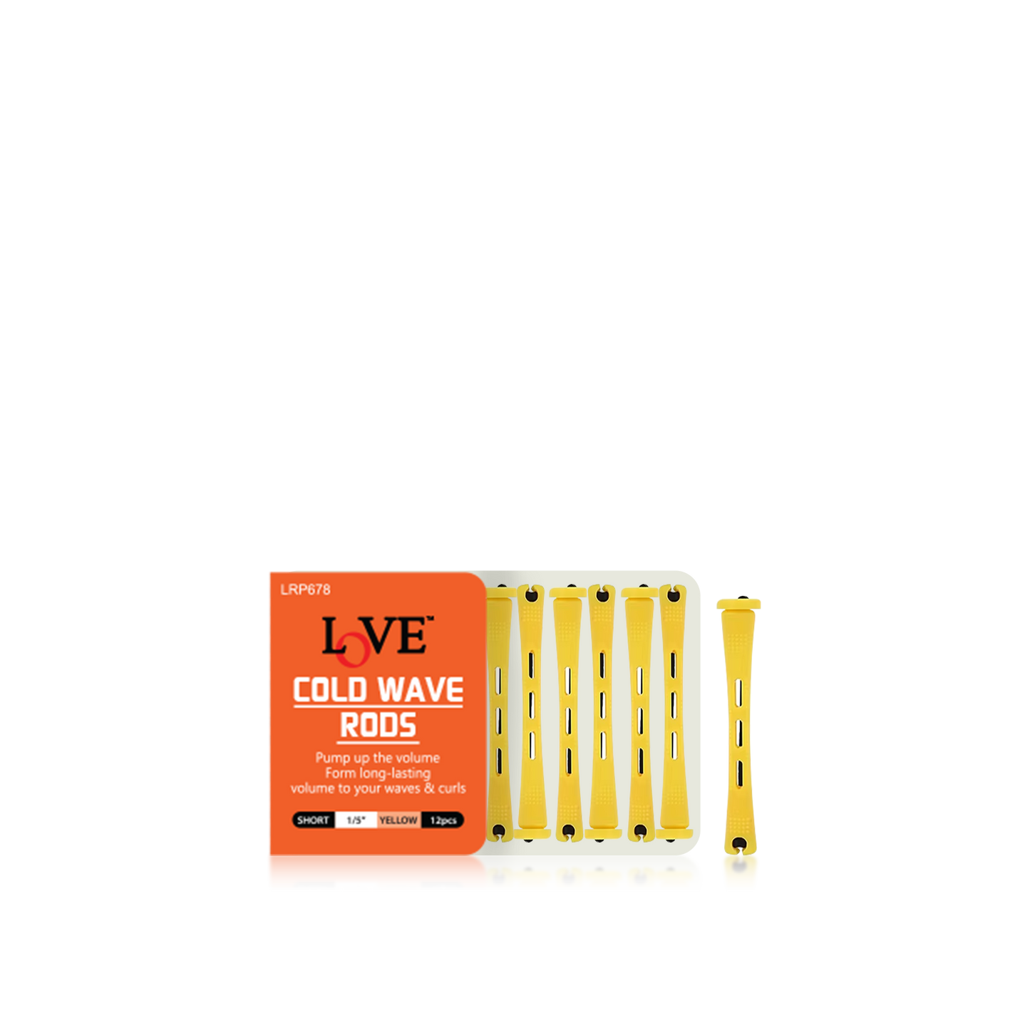 HAIR ROLLER - LRP678 - LOVE COLD WAVE RODS - SHORT 1/5" - YELLOW - 12 PCS - PACK OF 12