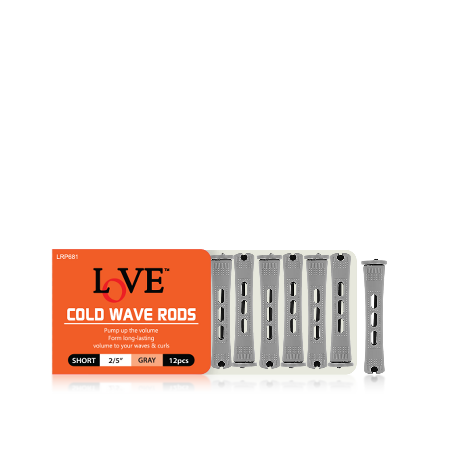 HAIR ROLLER - LRP681 - LOVE COLD WAVE RODS - SHORT 2/5" - GRAY - 12 PCS - PACK OF 12