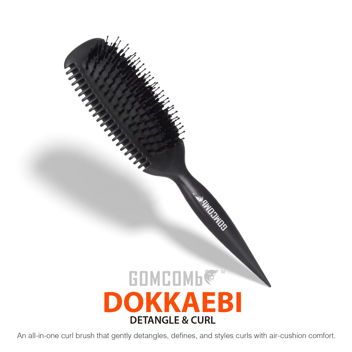 HAIR BRUSH - GCDO03 - GOMCOMb DOKKAEBI DETANGLE AND CURL BRUSH - BLACK - PACK OF 6