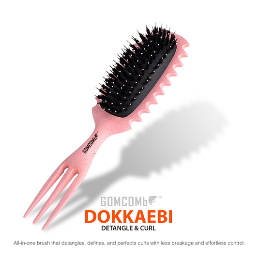 HAIR BRUSH - GCDO02 - GOMCOMb DOKKAEBI DETANGLE AND CURL BRUSH - PINK - PACK OF 6