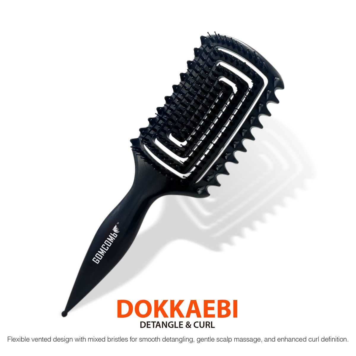 HAIR BRUSH - GBDO08BK - GOMCOMb DOKKAEBI DETANGLE AND CURL BRUSH - BLACK - PACK OF 3