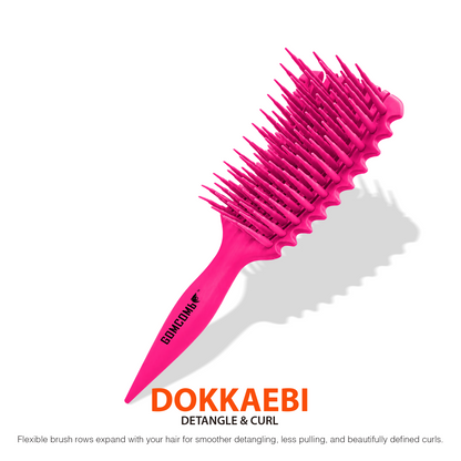 HAIR BRUSH - GBDO06PK - GOMCOMb DOKKAEBI DETANGLE AND CURL BRUSH - PINK - PACK OF 3