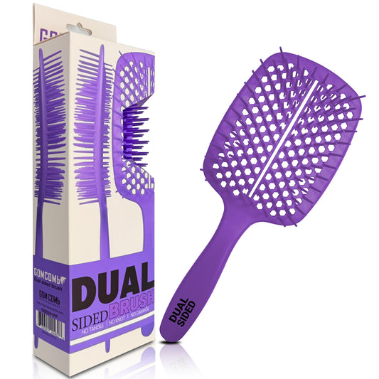 HAIR BRUSH - GBB001PP - GOMCOMb DUAL SIDED BRUSH - PURPLE - PACK OF 6