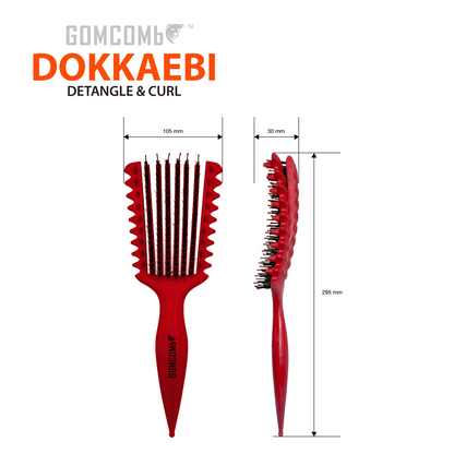 HAIR BRUSH - GBDO07RD - GOMCOMb DOKKAEBI DETANGLE AND CURL BRUSH - RED - PACK OF 3