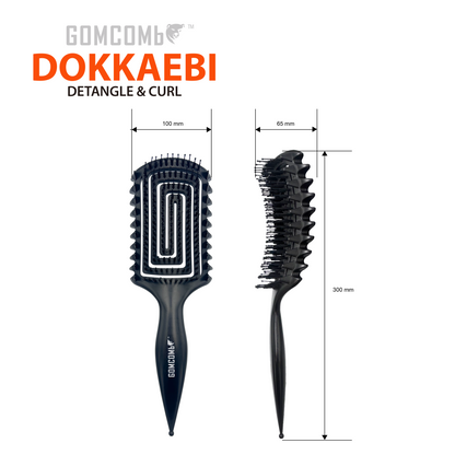 HAIR BRUSH - GBDO08BK - GOMCOMb DOKKAEBI DETANGLE AND CURL BRUSH - BLACK - PACK OF 3
