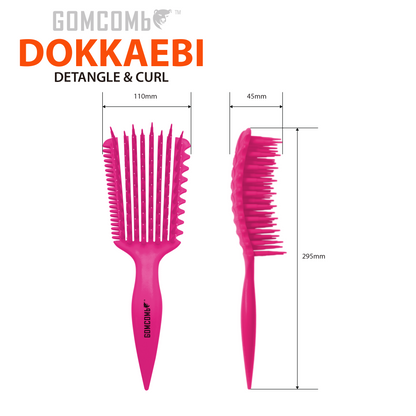 HAIR BRUSH - GBDO06PK - GOMCOMb DOKKAEBI DETANGLE AND CURL BRUSH - PINK - PACK OF 3