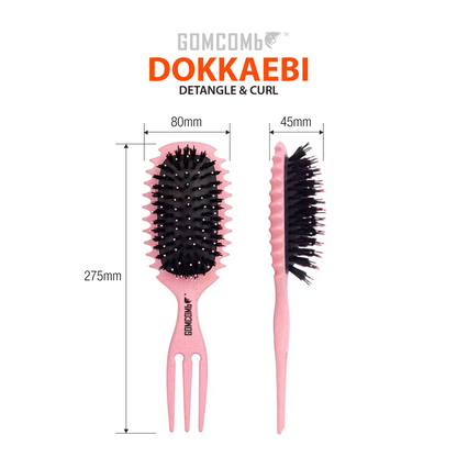 HAIR BRUSH - GCDO02 - GOMCOMb DOKKAEBI DETANGLE AND CURL BRUSH - PINK - PACK OF 6
