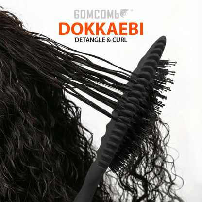 HAIR BRUSH - GCDO03 - GOMCOMb DOKKAEBI DETANGLE AND CURL BRUSH - BLACK - PACK OF 6