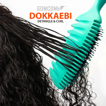 HAIR BRUSH - GCDO04 - GOMCOMb DOKKAEBI DETANGLE AND CURL BRUSH - TEAL - PACK OF 6