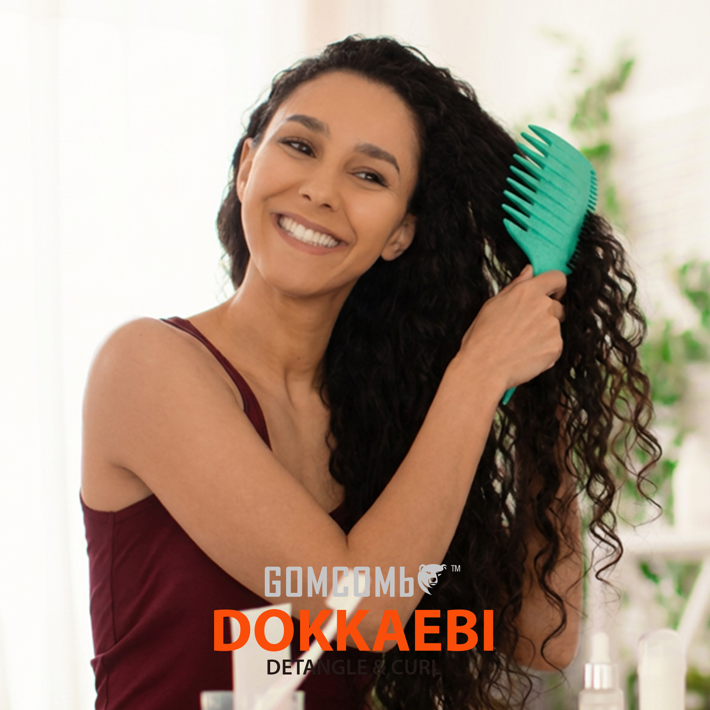 HAIR BRUSH - GCDO04 - GOMCOMb DOKKAEBI DETANGLE AND CURL BRUSH - TEAL - PACK OF 6