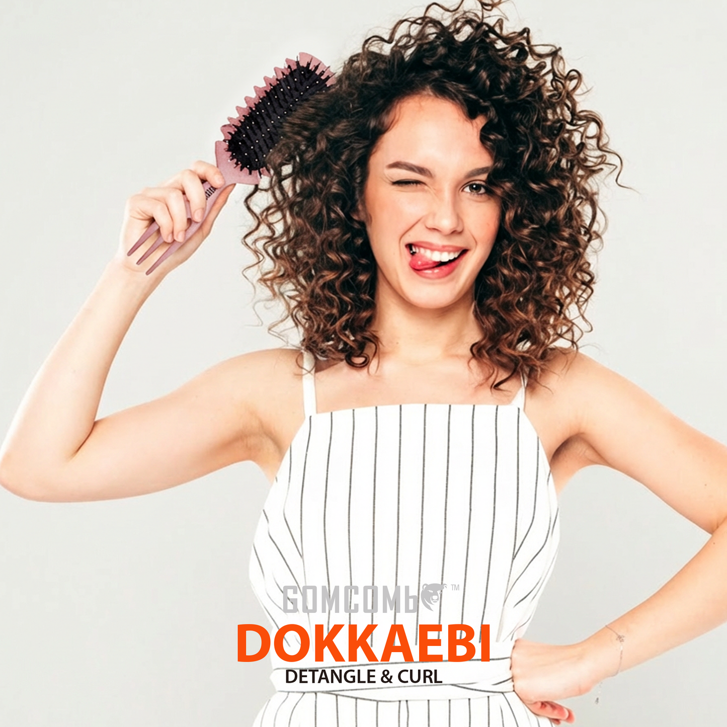 HAIR BRUSH - GCDO02 - GOMCOMb DOKKAEBI DETANGLE AND CURL BRUSH - PINK - PACK OF 6