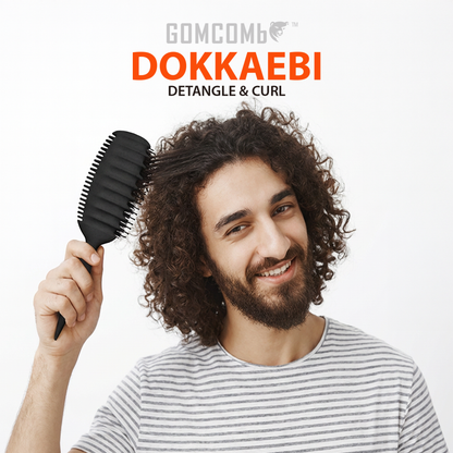 HAIR BRUSH - GCDO03 - GOMCOMb DOKKAEBI DETANGLE AND CURL BRUSH - BLACK - PACK OF 6