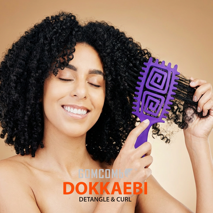 HAIR BRUSH - GCDO01 - GOMCOMb DOKKAEBI DETANGLE AND CURL BRUSH - PURPLE - PACK OF 6