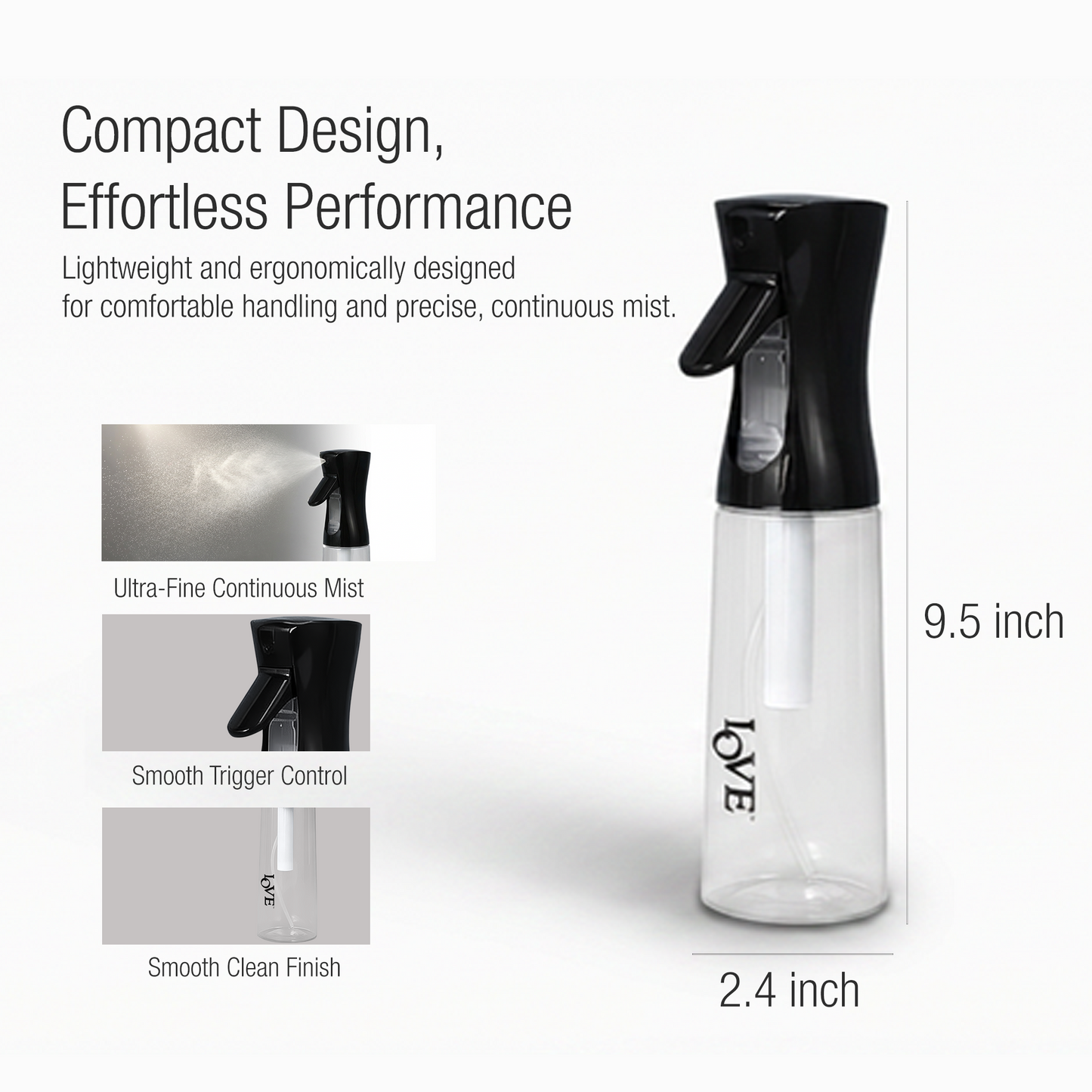 MIST SPRAY - LMS300BK - LOVE MULTIPURPOSE CONTINUOUS FINE MIST SPRAY BOTTLE - 300 ML - BLACK