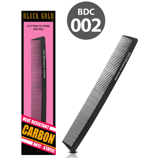HAIR COMB - BDC002 - GOMCOMb BLACK GOLD CARBON CUTTING R COMB - 219 MM - PACK OF 12