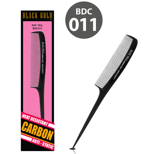 HAIR COMB - BDC011 - GOMCOMb BLACK GOLD CARBON RAT TAIL COMB - 220 MM - PACK OF 12