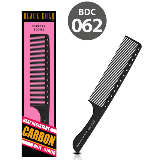 HAIR COMB - BDC062 - GOMCOMb BLACK GOLD CARBON CLIPPER L COMB - 216 MM - PACK OF 12