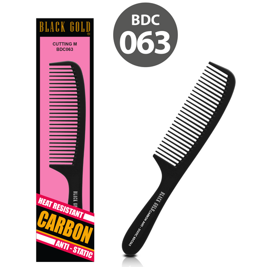 HAIR COMB - BDC063 - GOMCOMb BLACK GOLD CARBON CUTTING M COMB - 203 MM - PACK OF 12