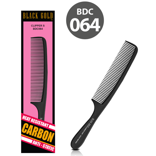HAIR COMB - BDC064 - GOMCOMb BLACK GOLD CARBON CLIPPER S COMB - 188 MM - PACK OF 12