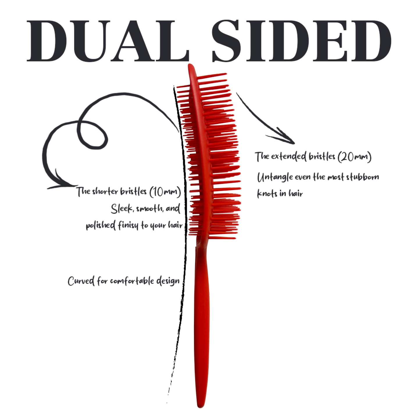 HAIR BRUSH - GBB001PK - GOMCOMb DUAL SIDED BRUSH - PINK - PACK OF 6