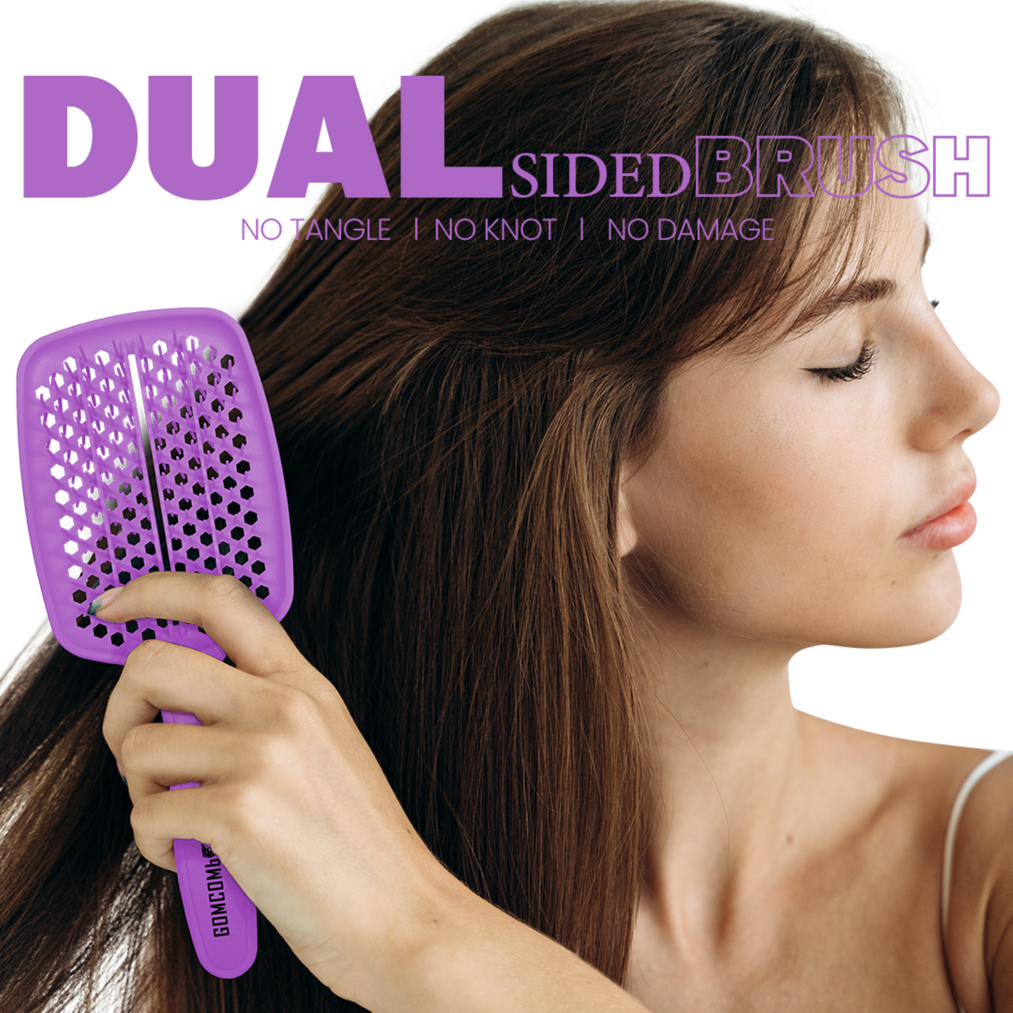 HAIR BRUSH - GBB001T - GOMCOMb DUAL SIDED BRUSH - TEAL - PACK OF 6