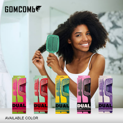 HAIR BRUSH - GBB001BK - GOMCOMb DUAL SIDED BRUSH - BLACK - PACK OF 6