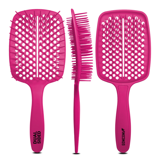 HAIR BRUSH - GBB001PK - GOMCOMb DUAL SIDED BRUSH - PINK - PACK OF 6