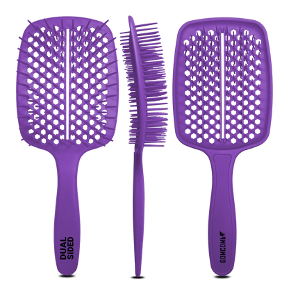 HAIR BRUSH - GBB001PP - GOMCOMb DUAL SIDED BRUSH - PURPLE - PACK OF 6