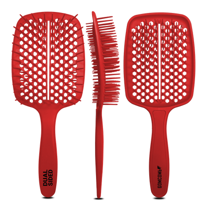 HAIR BRUSH - GBB001R - GOMCOMb DUAL SIDED BRUSH - RED - PACK OF 6