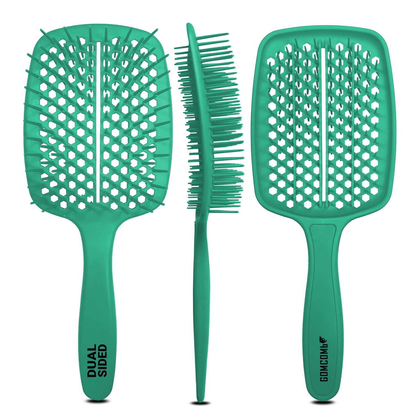 HAIR BRUSH - GBB001T - GOMCOMb DUAL SIDED BRUSH - TEAL - PACK OF 6