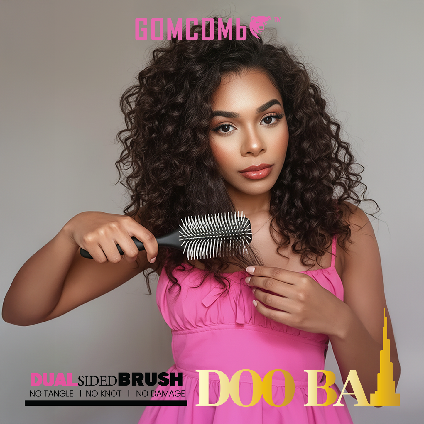 HAIR BRUSH - GBDE11T - GOMCOMb DOOBAI DUAL SIDED BRUSH - TEAL - PACK OF 6