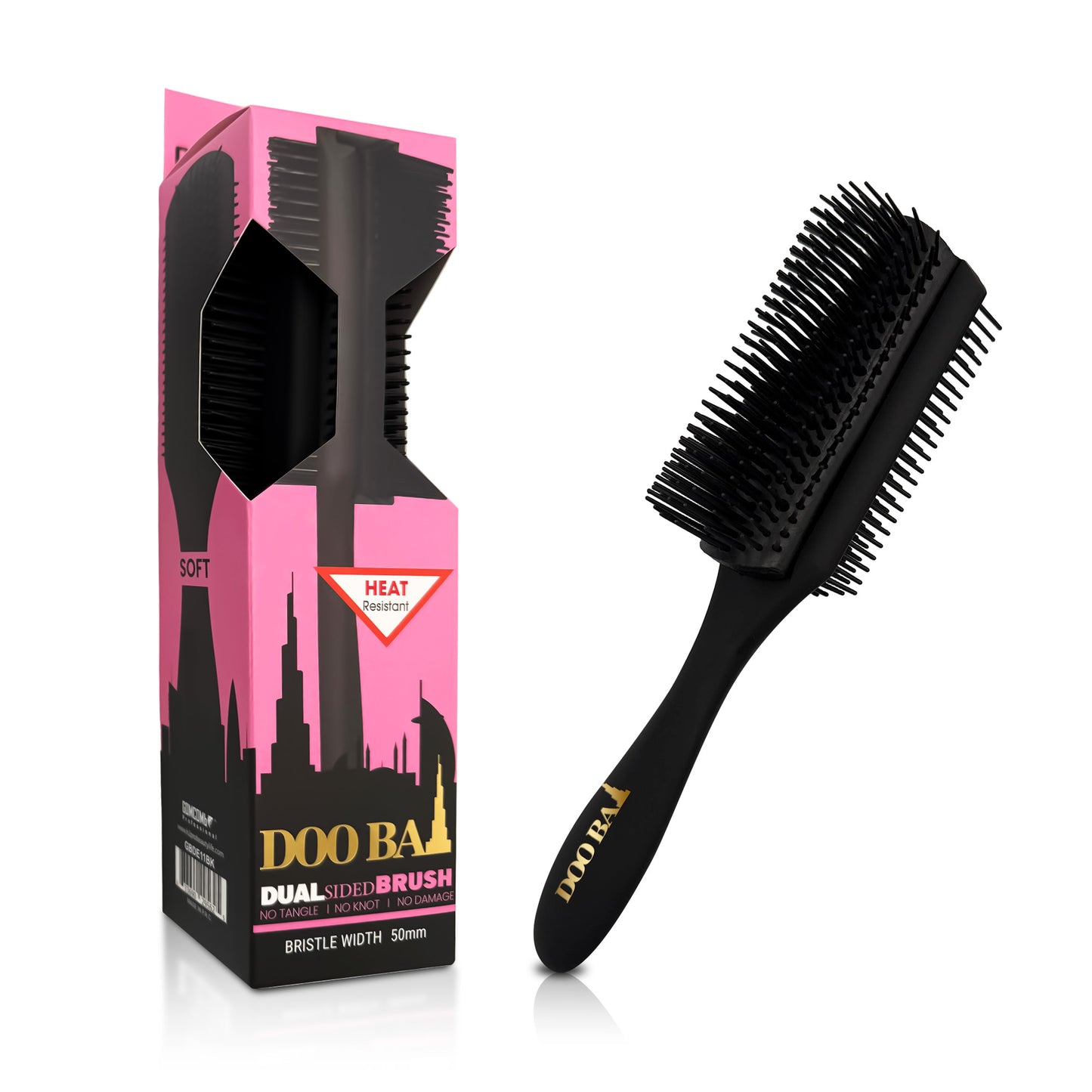 HAIR BRUSH - GBDE11BK - GOMCOMb DOOBAI DUAL SIDED BRUSH - BLACK - PACK OF 6