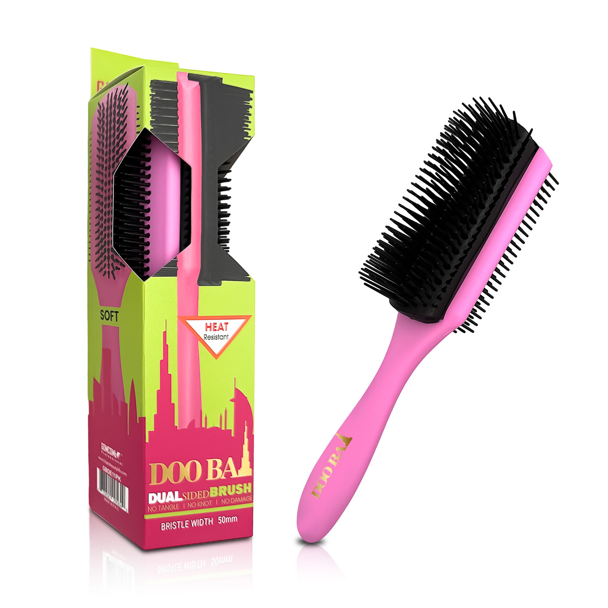 HAIR BRUSH - GBDE11PK - GOMCOMb DOOBAI DUAL SIDED BRUSH - PINK