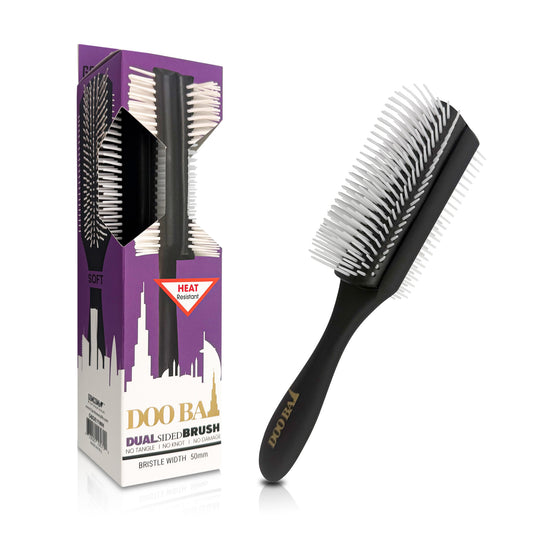 HAIR BRUSH - GBDE11WH - GOMCOMb DOOBAI DUAL SIDED BRUSH - BLACK & WHITE - PACK OF 6