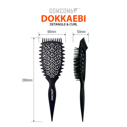 HAIR BRUSH - GBDO05RD - GOMCOMb DOKKAEBI DETANGLE AND CURL BRUSH - RED - PACK OF 6