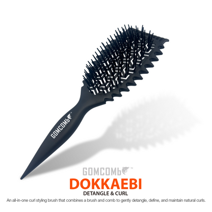 HAIR BRUSH - GBDO05BK - GOMCOMb DOKKAEBI DETANGLE AND CURL BRUSH - BLACK - PACK OF 6