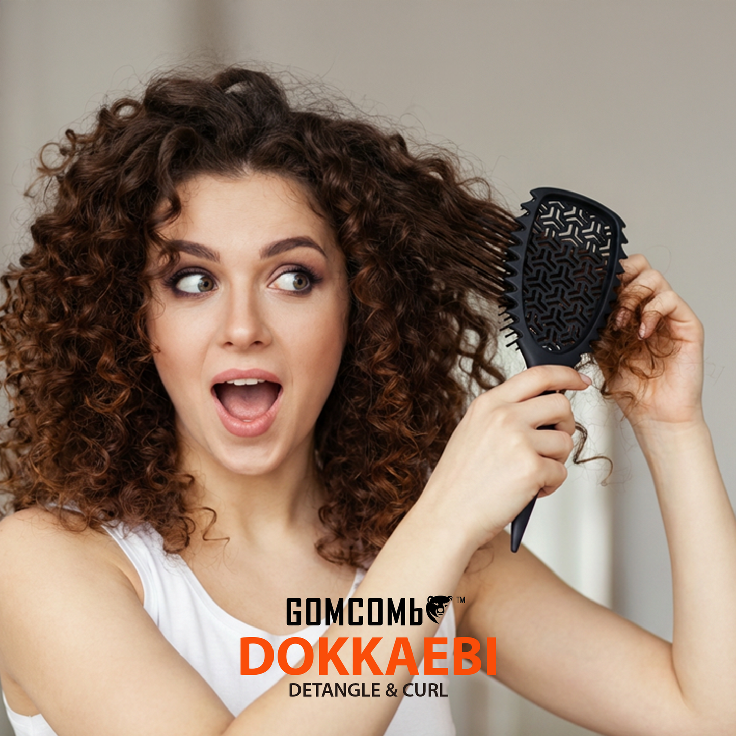 HAIR BRUSH - GBDO05BK - GOMCOMb DOKKAEBI DETANGLE AND CURL BRUSH - BLACK - PACK OF 6