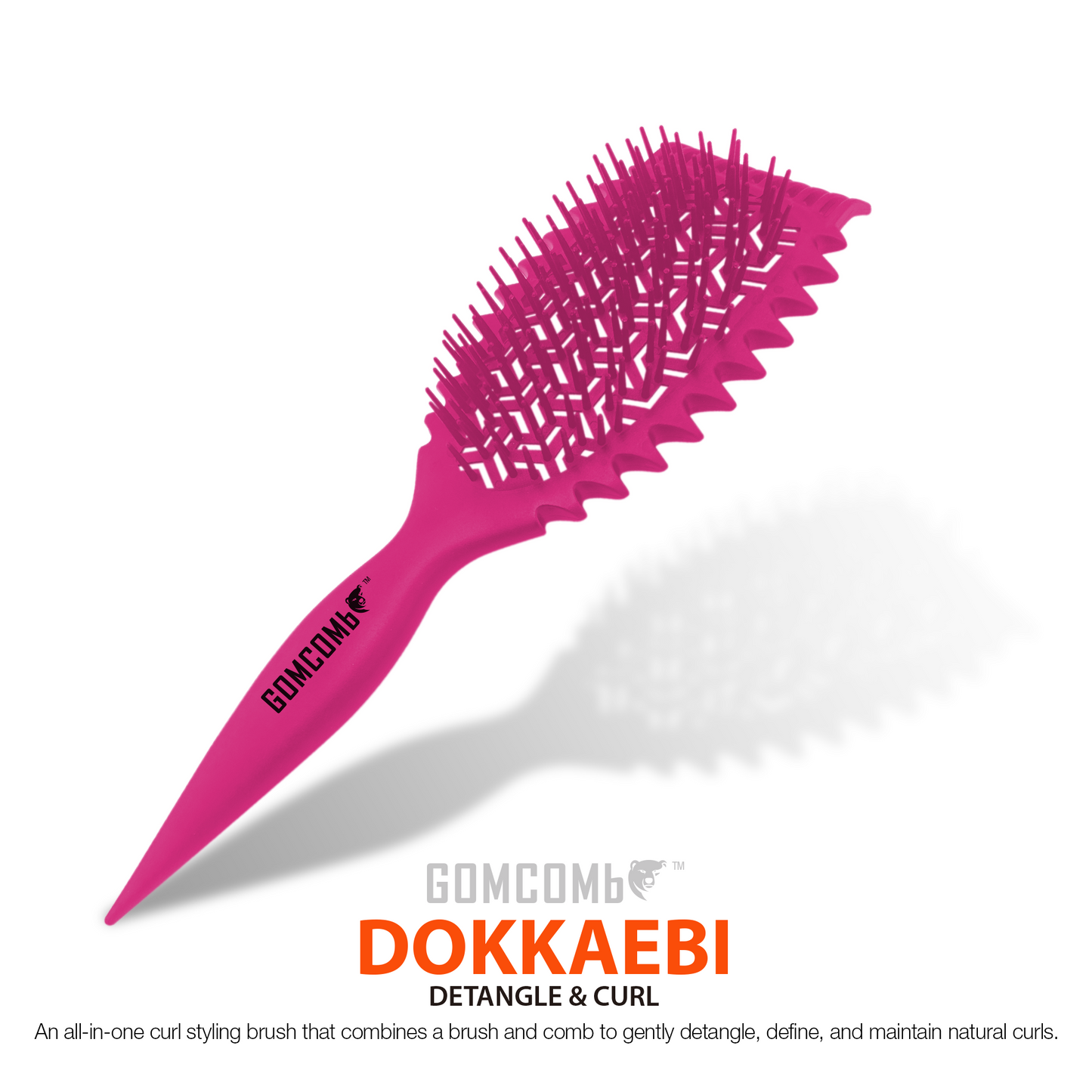 HAIR BRUSH - GBDO05PK - GOMCOMb DOKKAEBI DETANGLE AND CURL BRUSH - PINK - PACK OF 6